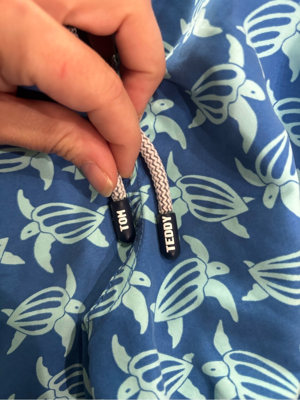 Tom & Teddy Mens Large Blue Aqua Turtle Print Swim Trunks Board Shorts L - Picture 6 of 6